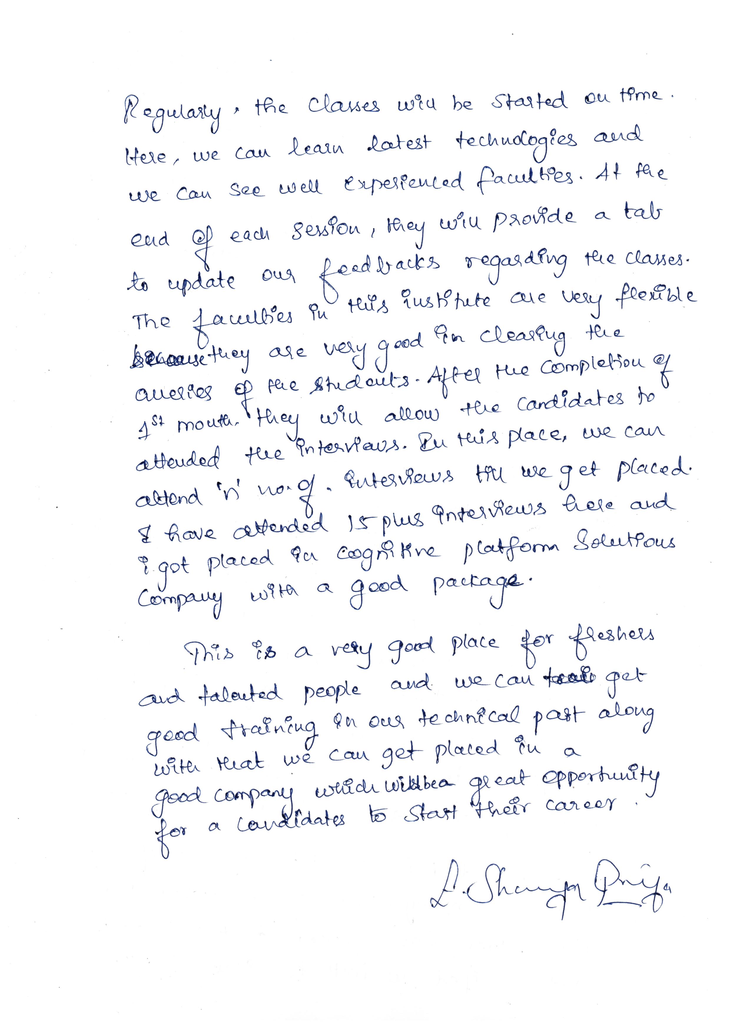 JAVA Student Testimonial