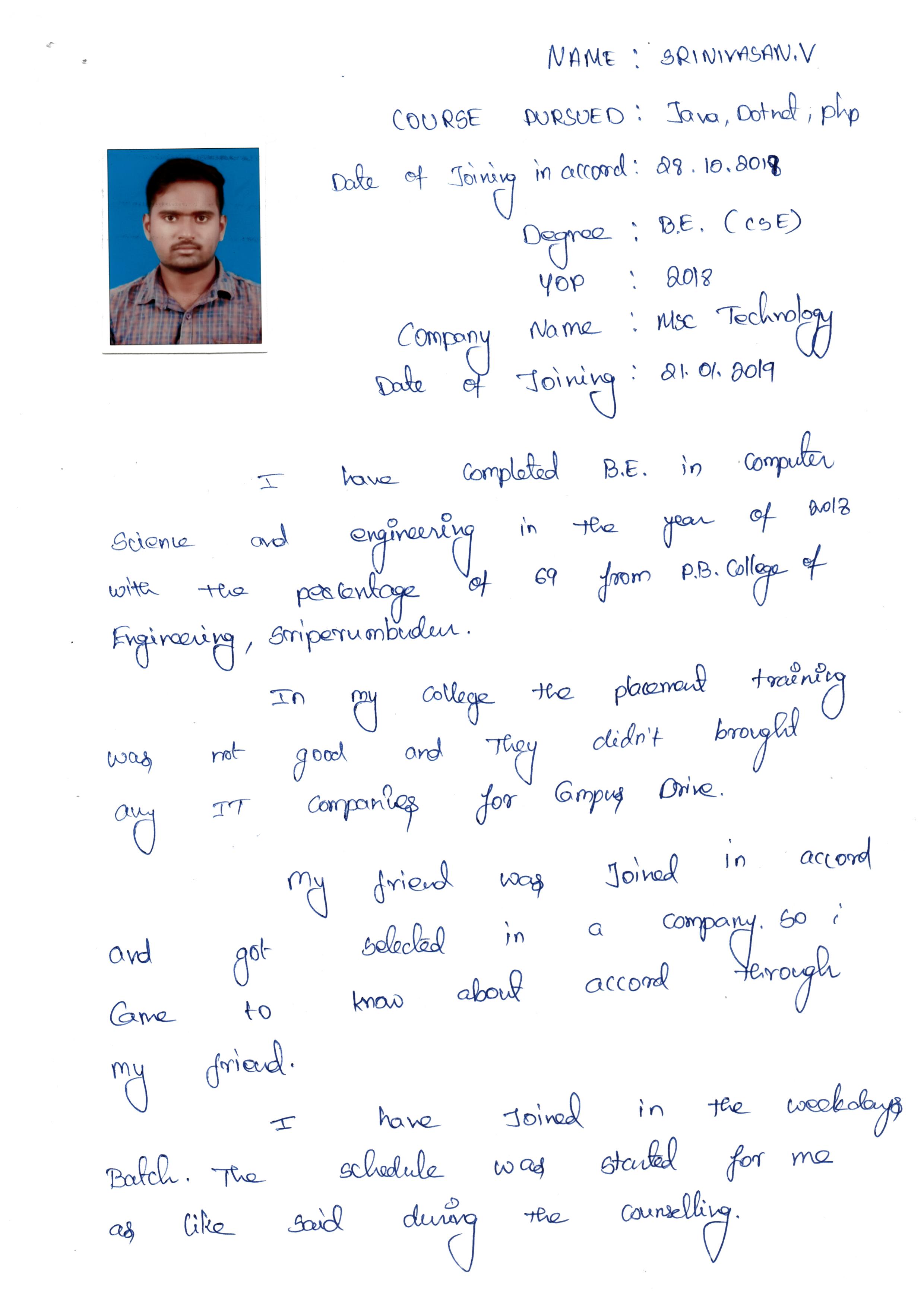 JAVA Student Testimonial