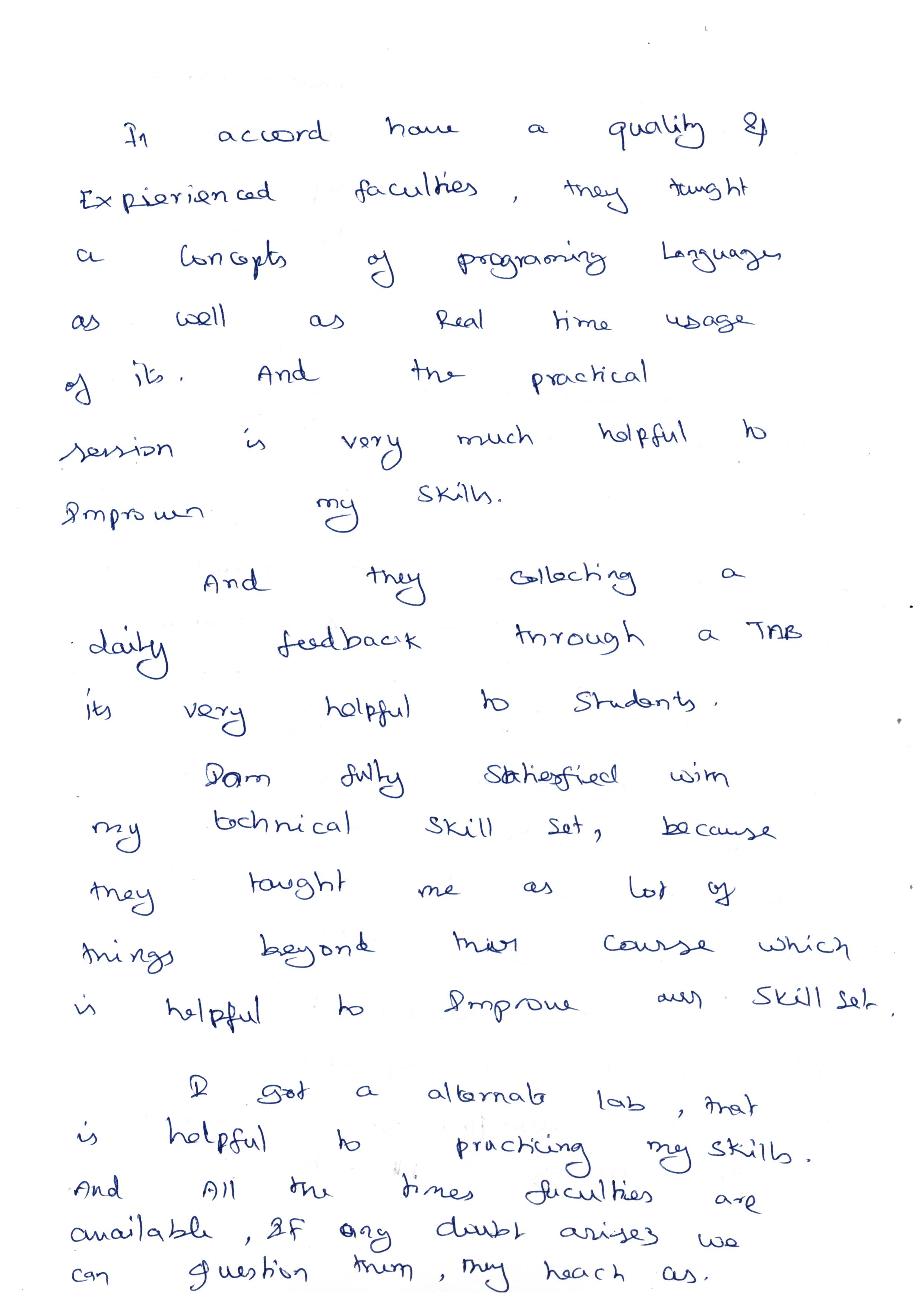 JAVA Student Testimonial