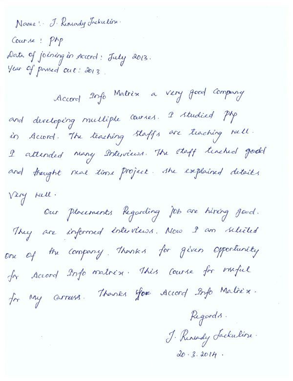 PHP Student Testimonial